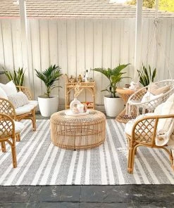 Miss Amara All Rugs Kali Grey Striped Indoor Outdoor Rug