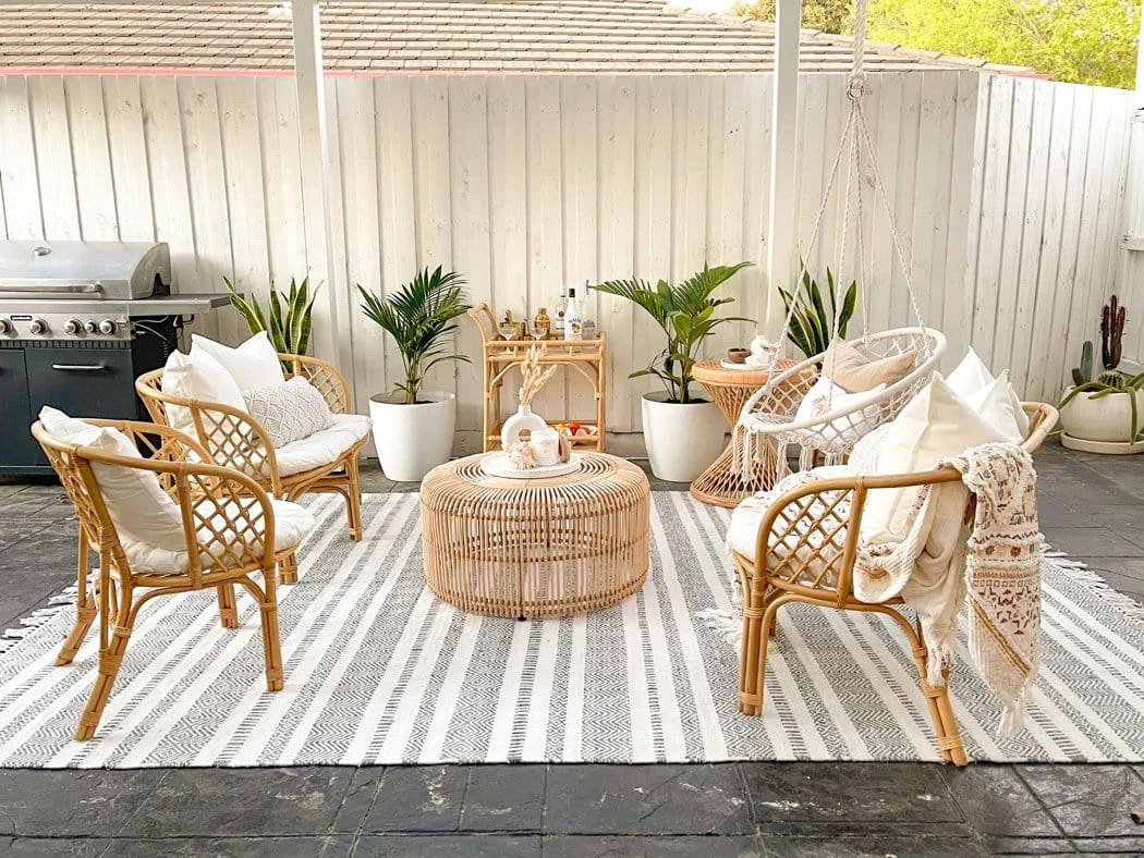 Miss Amara All Rugs Kali Grey Striped Indoor Outdoor Rug