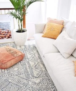 Miss Amara Karmen Blue And Ivory Geometric Patterned Rug All Rugs