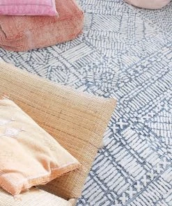 Miss Amara Karmen Blue And Ivory Geometric Patterned Rug All Rugs