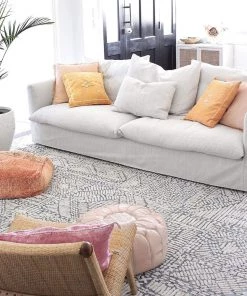 Miss Amara Karmen Blue And Ivory Geometric Patterned Rug All Rugs