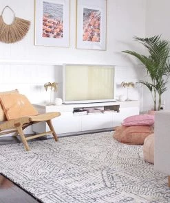 Miss Amara Karmen Blue And Ivory Geometric Patterned Rug All Rugs