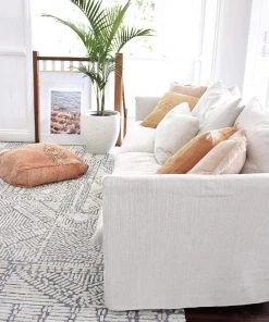 Miss Amara Karmen Blue And Ivory Geometric Patterned Rug All Rugs