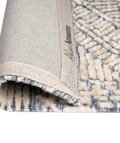 Miss Amara All Rugs Karmen Blue And Ivory Geometric Patterned Runner Rug