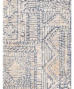 Miss Amara All Rugs Karmen Blue And Ivory Geometric Patterned Runner Rug