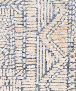 Miss Amara All Rugs Karmen Blue And Ivory Geometric Patterned Runner Rug