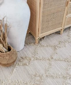 Miss Amara All Rugs Karoline Diamond Pattern Beige Wool Rug