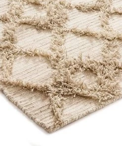 Miss Amara All Rugs Karoline Diamond Pattern Beige Wool Rug