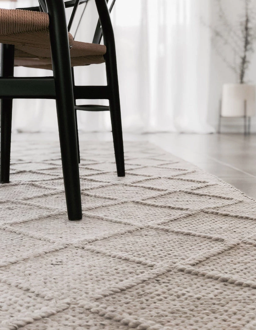 Miss Amara Katarina Marbled Cream Lattice Wool Rug All Rugs