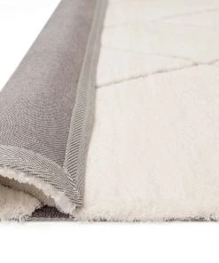 Miss Amara Kayla Cream And Charcoal Grey Tribal Shag Rug