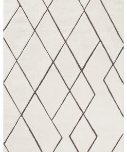 Miss Amara Kayla Cream And Charcoal Grey Tribal Shag Rug