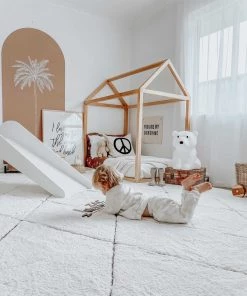 Miss Amara Kayla Cream And Charcoal Grey Tribal Shag Rug