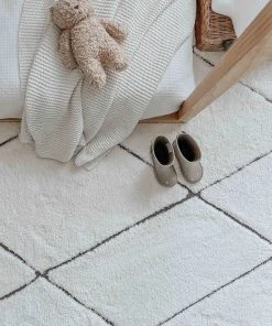 Miss Amara Kayla Cream And Charcoal Grey Tribal Shag Rug