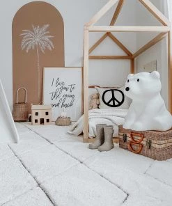 Miss Amara Kayla Cream And Charcoal Grey Tribal Shag Rug