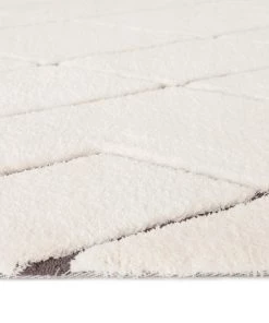 Miss Amara Kayla Cream And Charcoal Grey Tribal Shag Rug