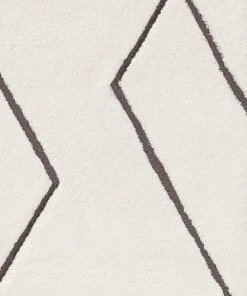 Miss Amara Kayla Cream And Charcoal Grey Tribal Shag Rug