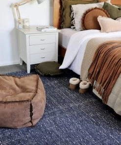 Miss Amara All Rugs Kendra Navy Blue And Ivory Wool Rug