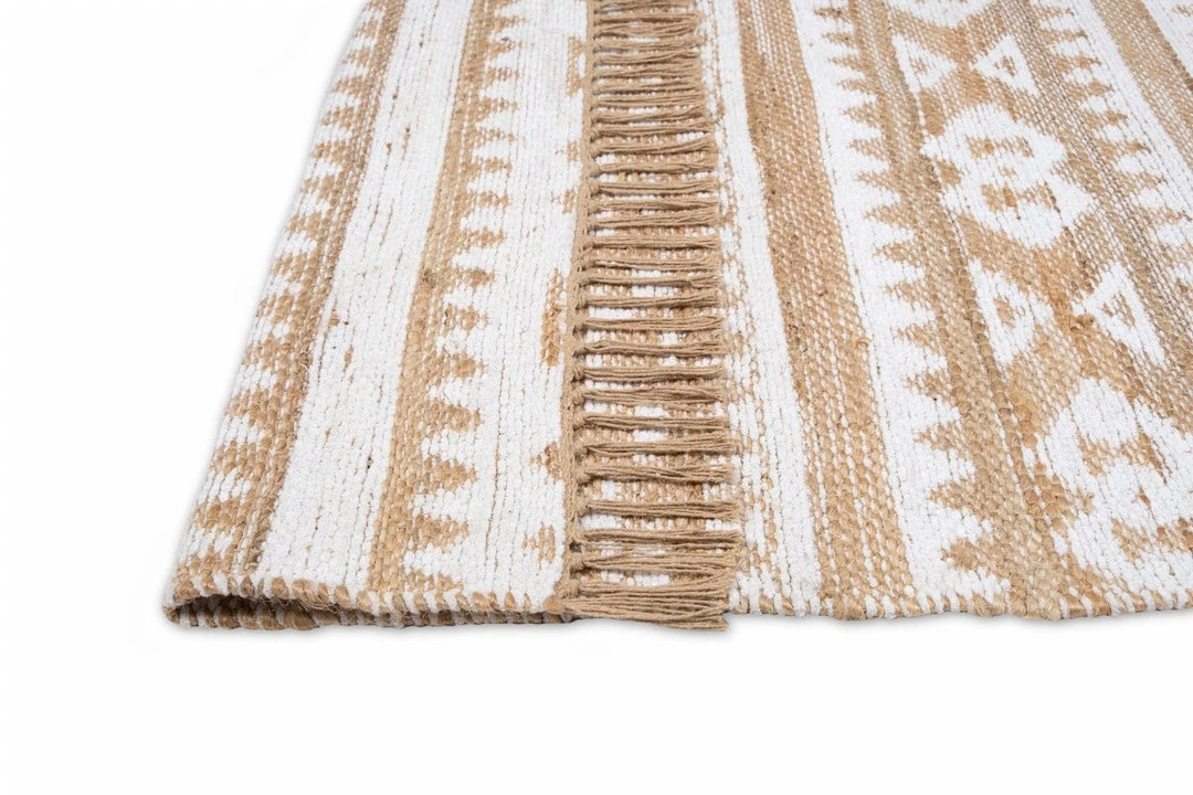 Miss Amara Kerri White And Jute Tribal Reversible Rug