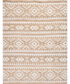 Miss Amara Kerri White And Jute Tribal Reversible Rug