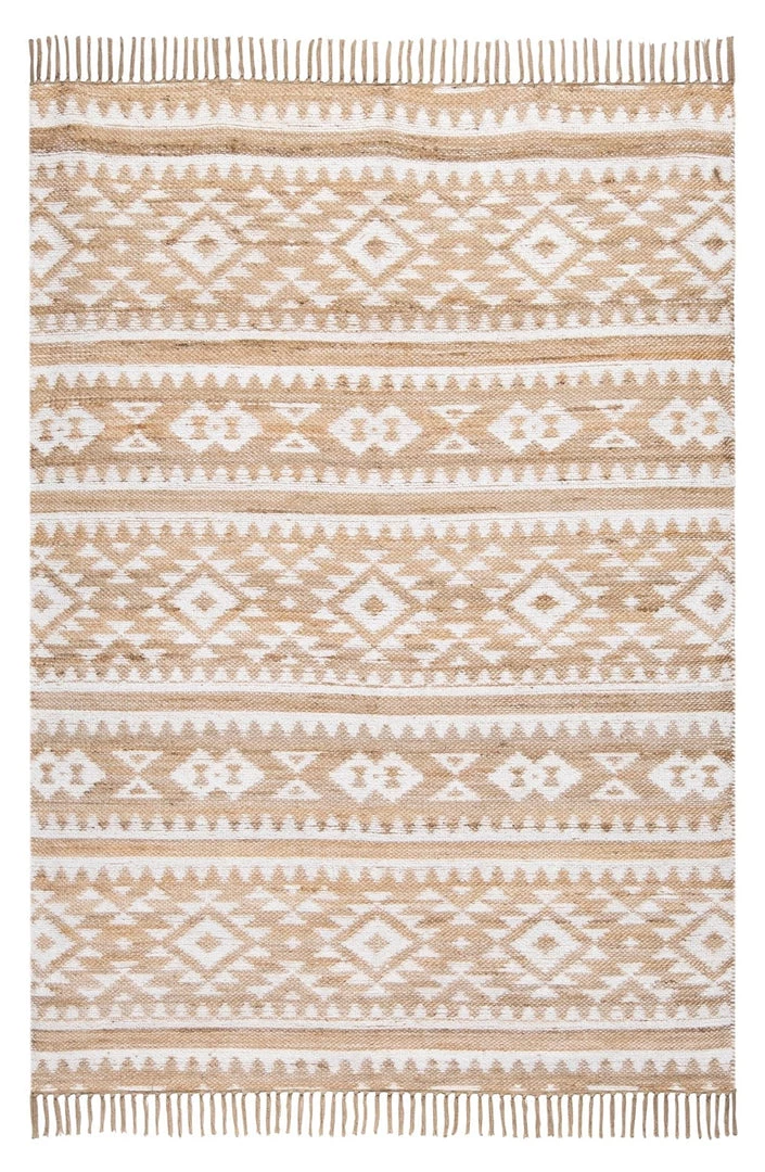 Miss Amara Kerri White And Jute Tribal Reversible Rug