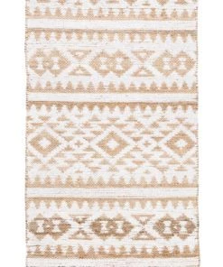 Miss Amara All Rugs Kerri White And Jute Tribal Reversible Runner Rug