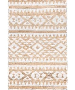 Miss Amara All Rugs Kerri White And Jute Tribal Reversible Runner Rug