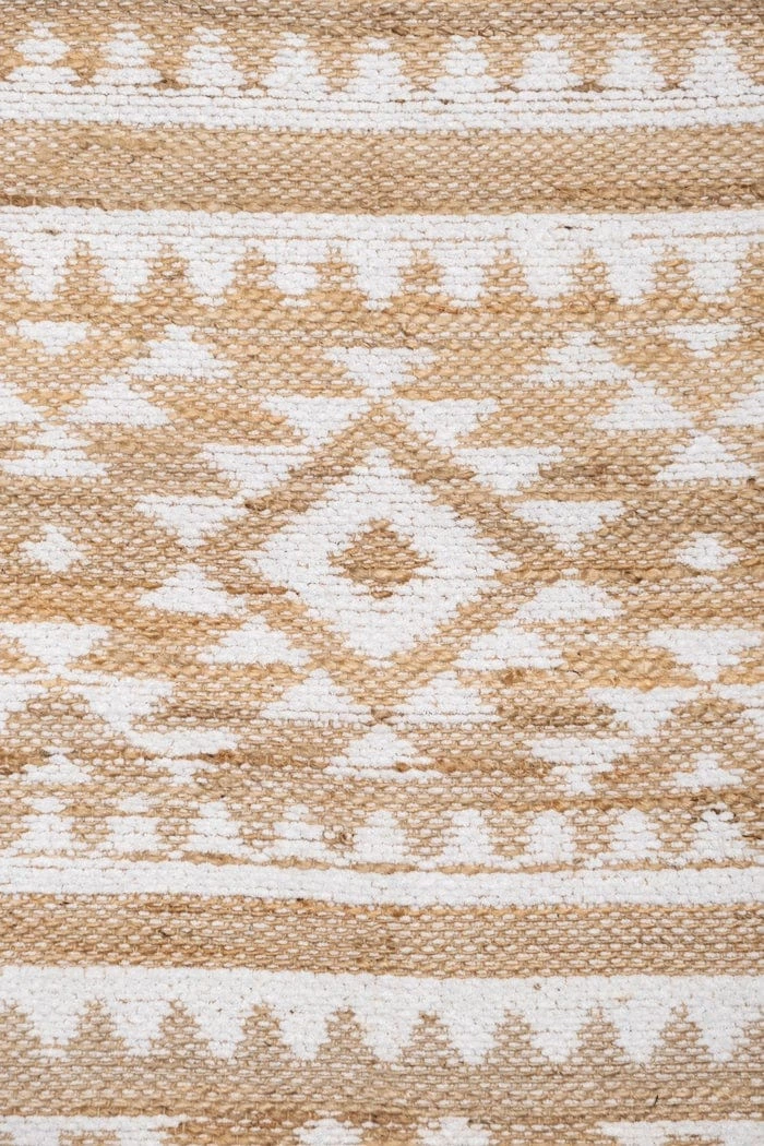 Miss Amara Kerri White And Jute Tribal Reversible Rug