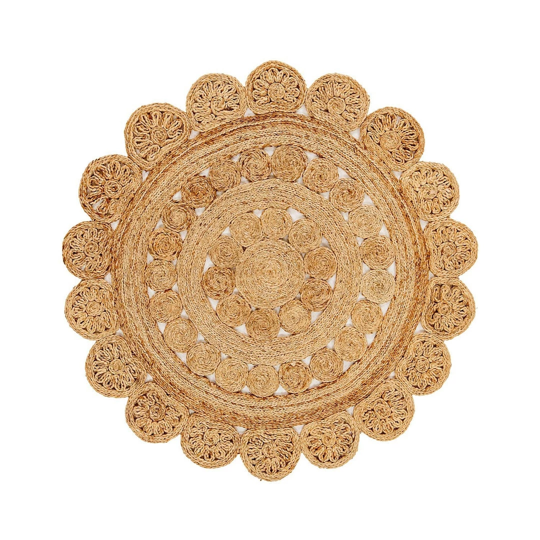 Miss Amara Kesia Artisan Crafted Natural Circles Jute Rug