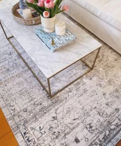 Miss Amara All Rugs Kimora Cream And Grey Lustrous Transitional Rug