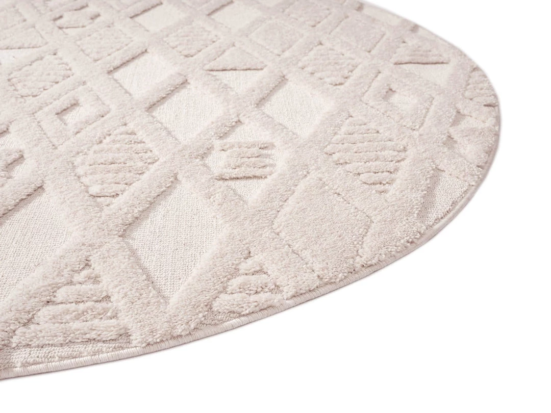 Miss Amara All Rugs Kira Diamond Detail Textured Round Rug