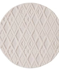 Miss Amara All Rugs Kira Diamond Detail Textured Round Rug