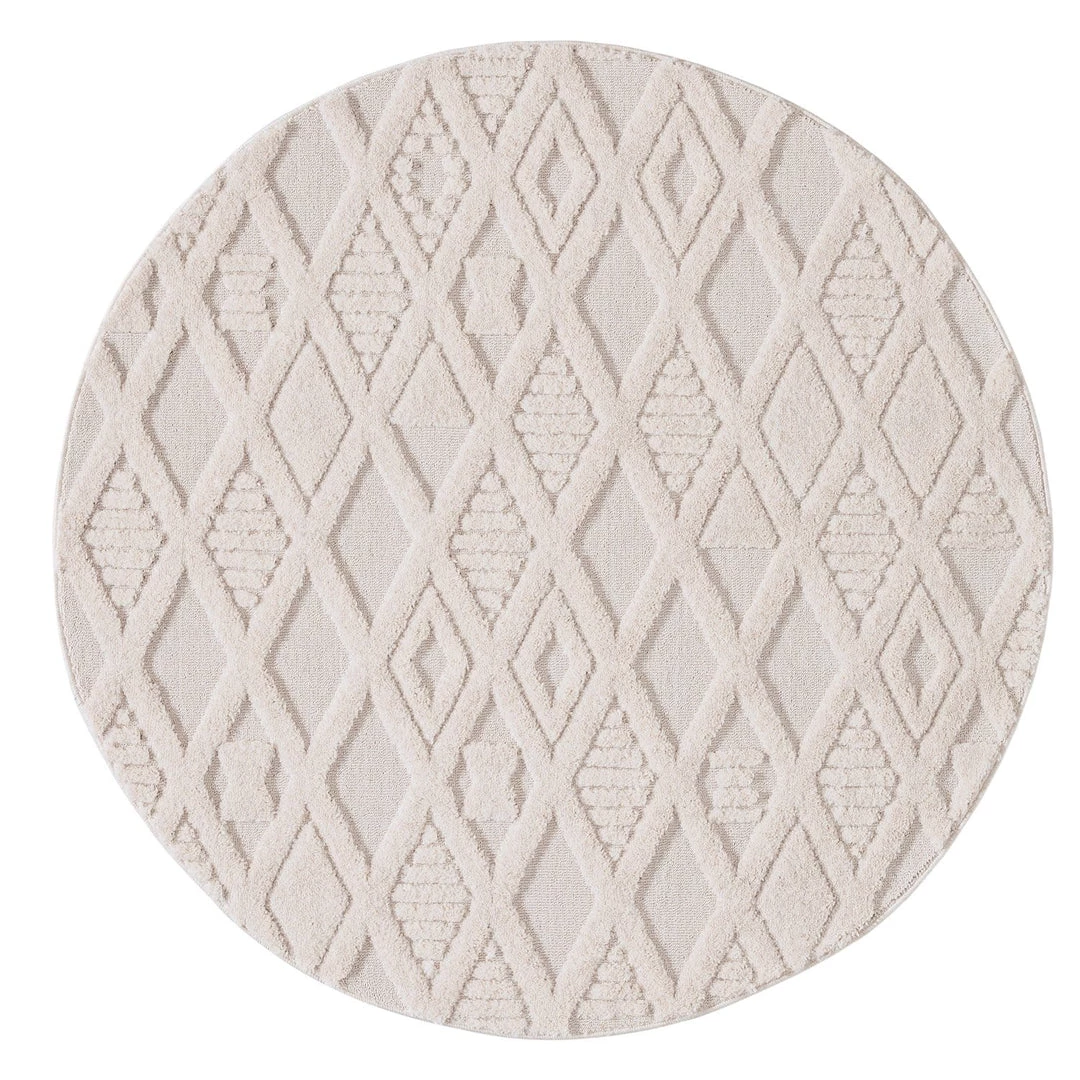 Miss Amara All Rugs Kira Diamond Detail Textured Round Rug