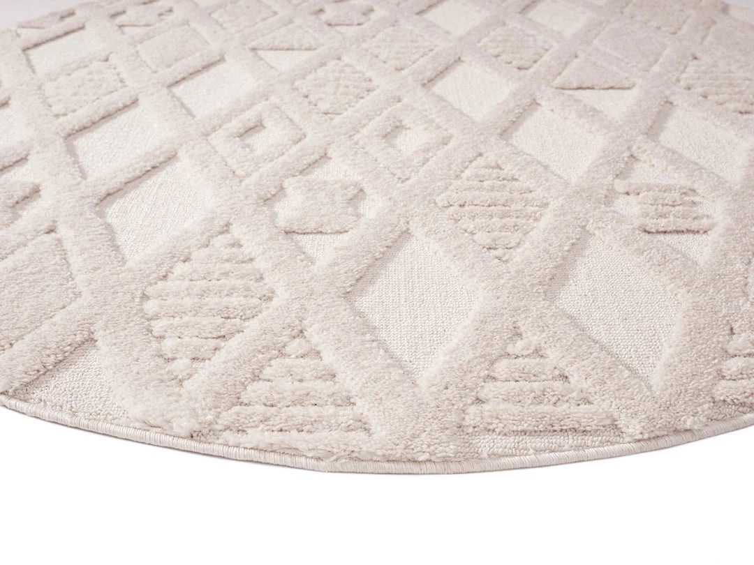 Miss Amara All Rugs Kira Diamond Detail Textured Round Rug