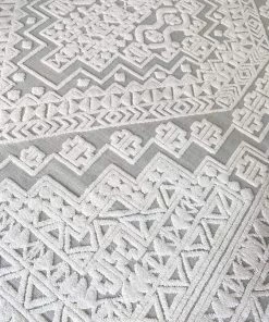 Miss Amara All Rugs Kirrily Blue Grey And Ivory Textured Tribal Rug