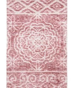Miss Amara Kora Pink And Ivory Textured Tribal Runner Rug