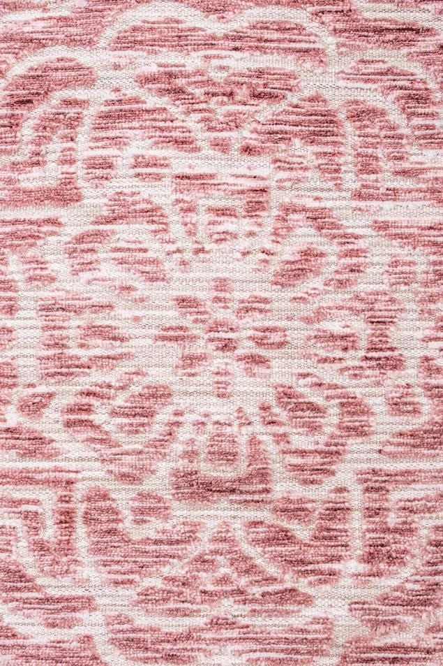 Miss Amara Kora Pink And Ivory Textured Tribal Runner Rug