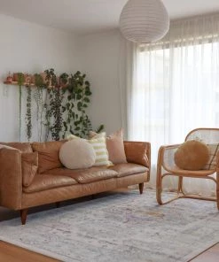 Miss Amara Lara Orange And Purple Multi-Colour Distressed Rug All Rugs