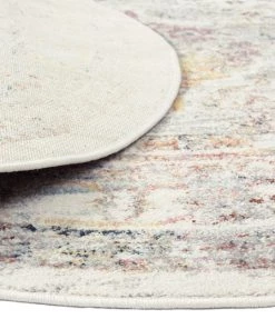 Miss Amara All Rugs Lara Orange And Purple Multi-Colour Distressed Round Rug