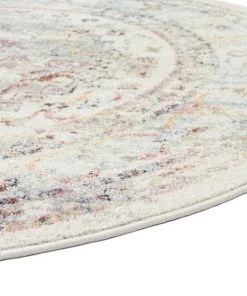 Miss Amara All Rugs Lara Orange And Purple Multi-Colour Distressed Round Rug