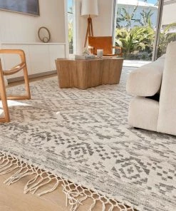 Miss Amara All Rugs Larissa Blue And Ivory Transitional Tribal Rug