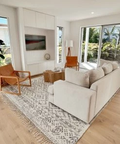 Miss Amara All Rugs Larissa Blue And Ivory Transitional Tribal Rug