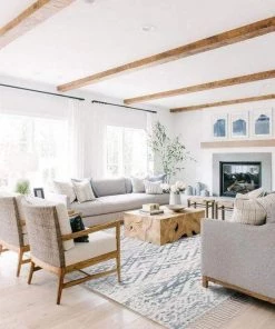 Miss Amara All Rugs Larissa Blue And Ivory Transitional Tribal Rug