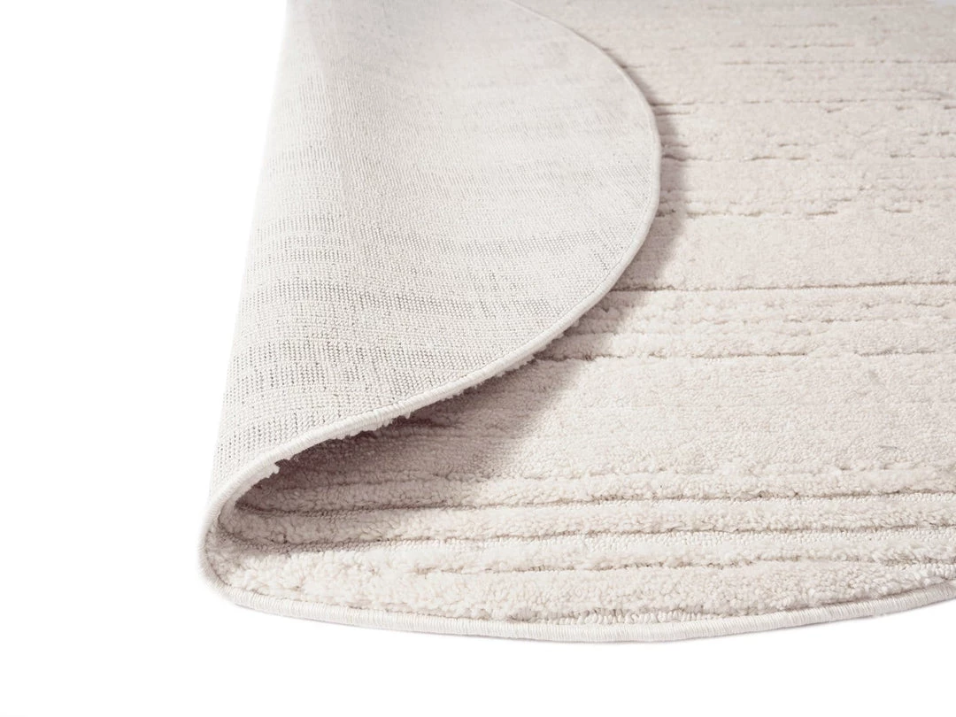 Miss Amara Leilani Ivory Cream Textured Round Rug