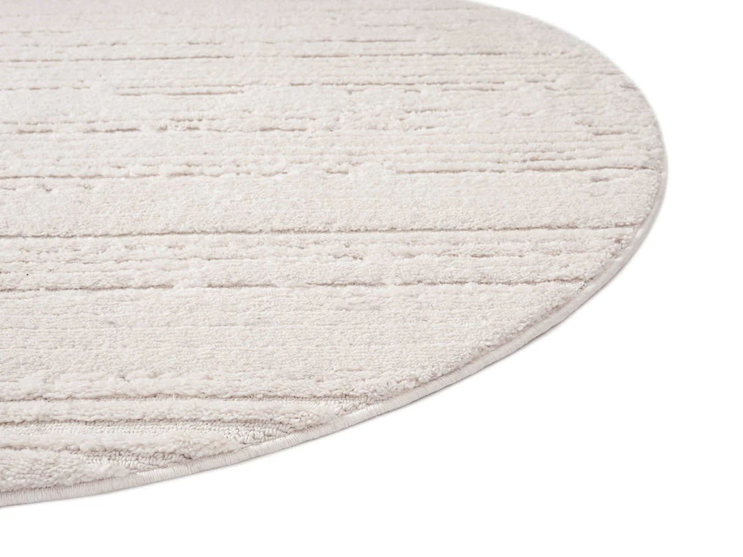 Miss Amara Leilani Ivory Cream Textured Round Rug