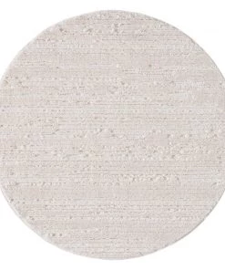 Miss Amara Leilani Ivory Cream Textured Round Rug