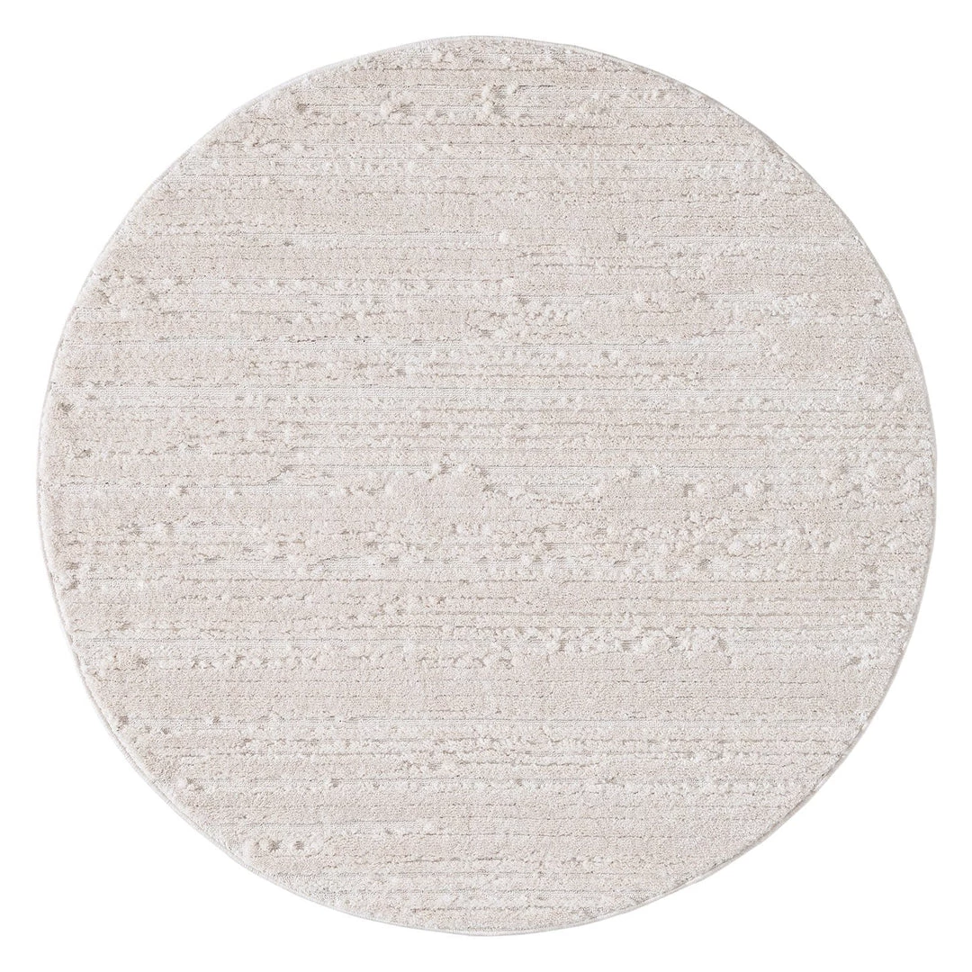 Miss Amara Leilani Ivory Cream Textured Round Rug