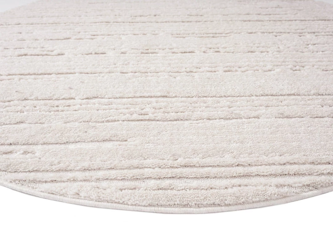 Miss Amara Leilani Ivory Cream Textured Round Rug