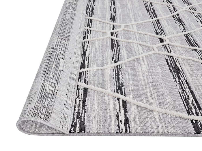 Miss Amara Lena Grey Black Abstract Textured Rug