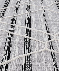 Miss Amara Lena Grey Black Abstract Textured Rug