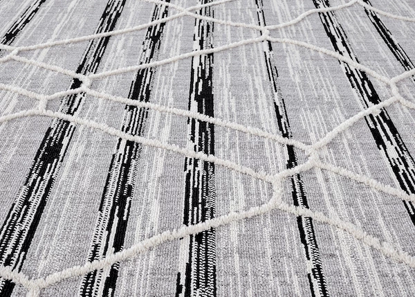 Miss Amara Lena Grey Black Abstract Textured Rug